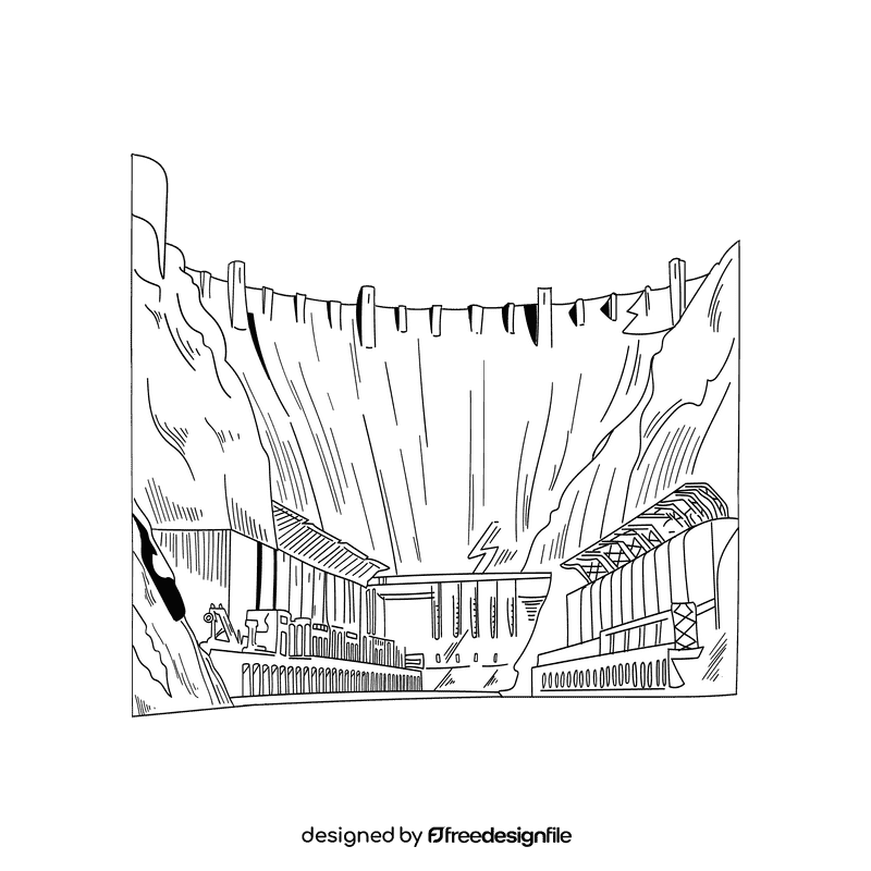 Dam black and white clipart