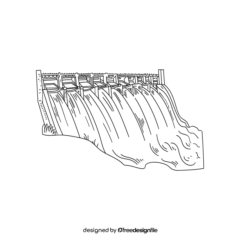 Dam black and white clipart