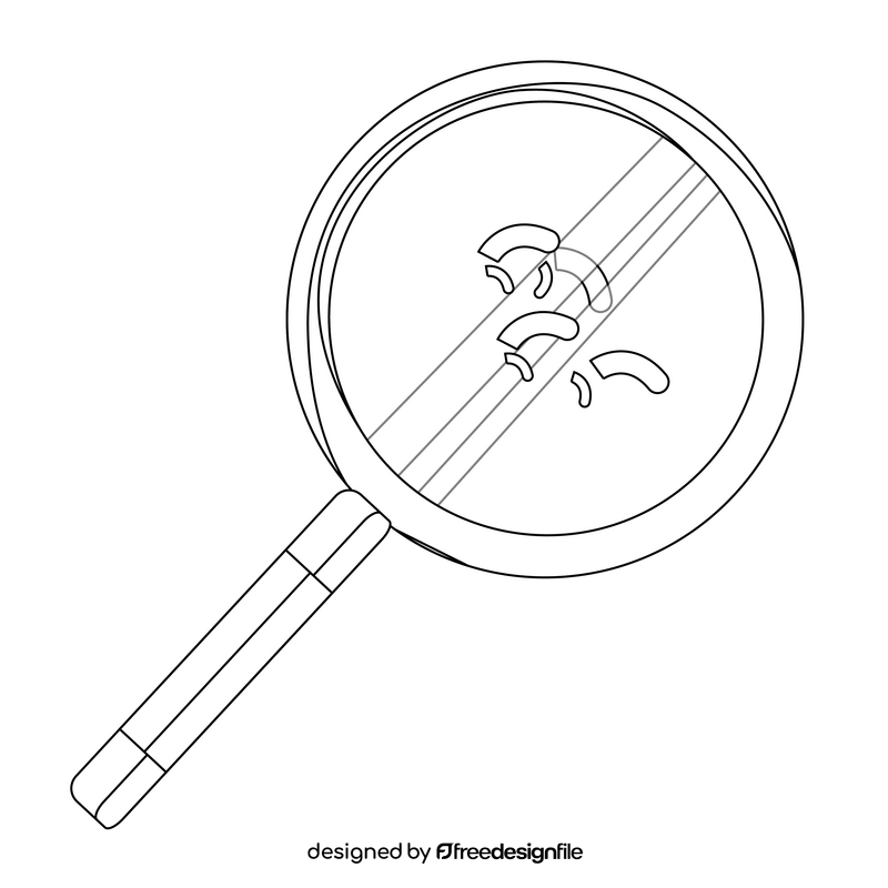 Magnifying glass drawing black and white clipart