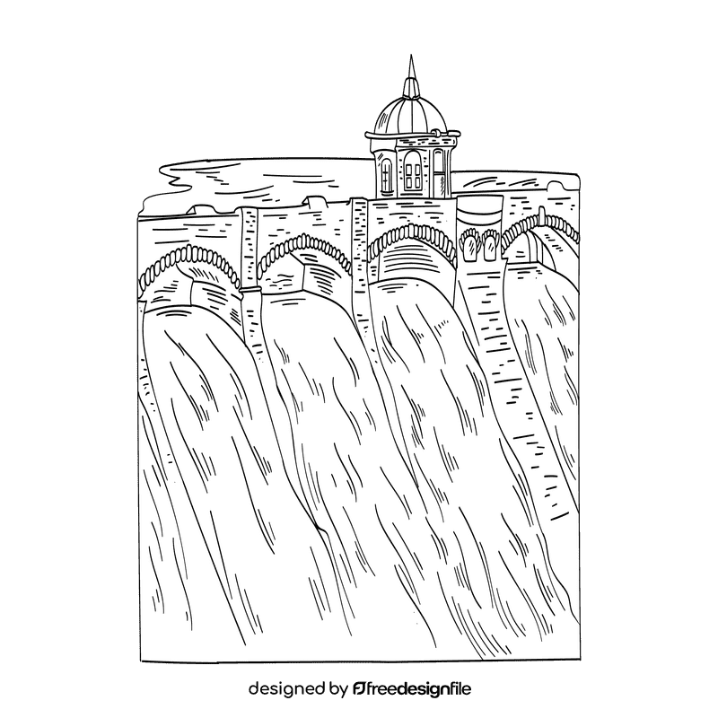 Dam black and white clipart