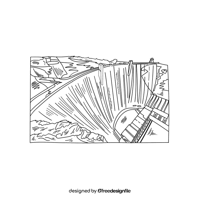 Dam black and white clipart