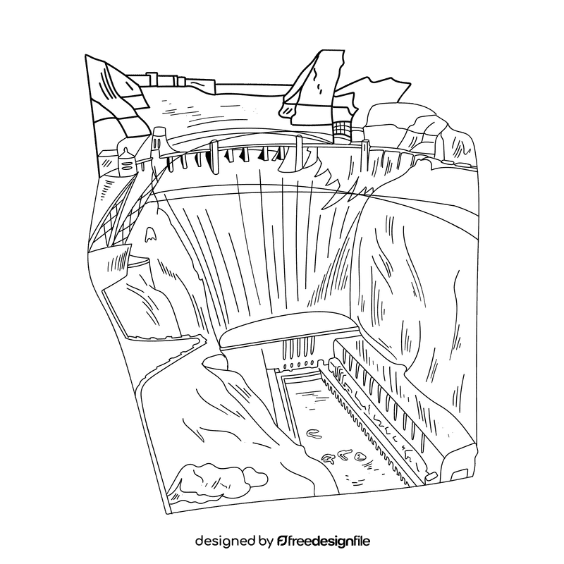 Dam black and white clipart