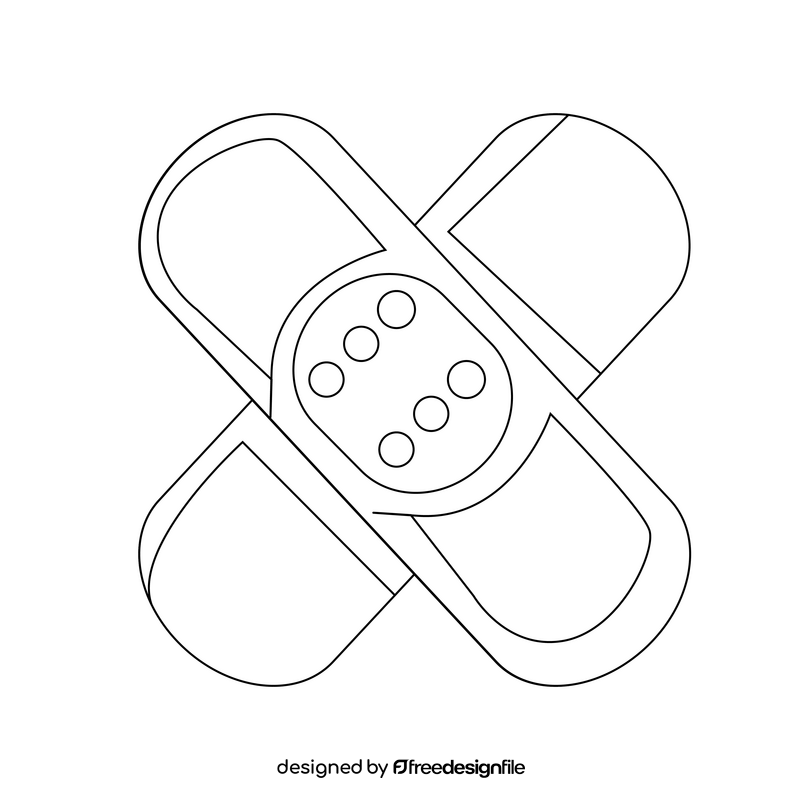 Bandage drawing black and white clipart