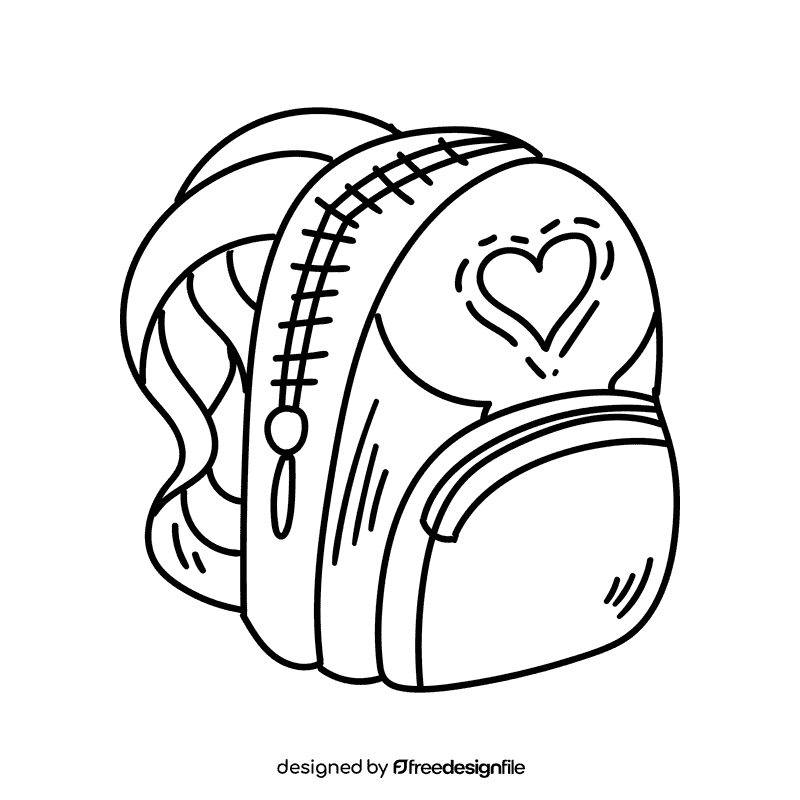 Preschool Backpack black and white clipart
