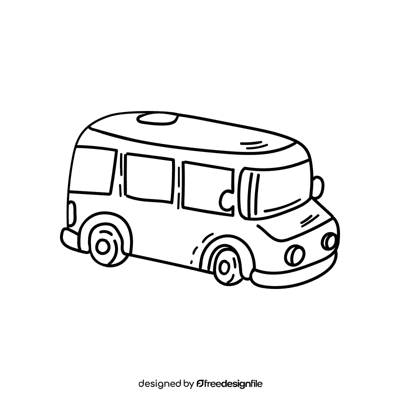 Preschool Bus car black and white clipart