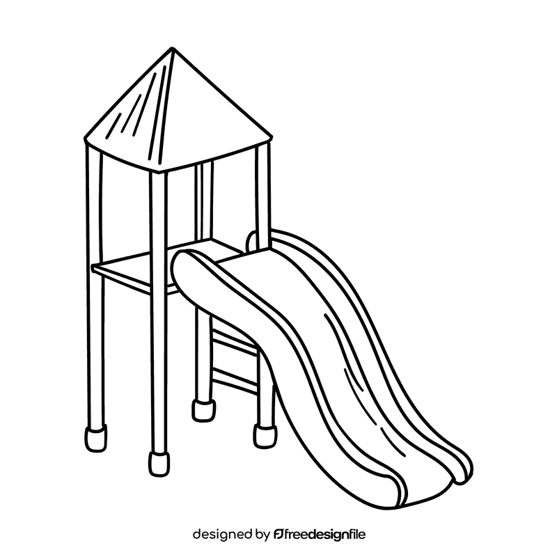 Preschool Children's slide black and white clipart