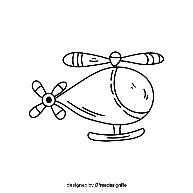 Preschool Helicopter black and white clipart