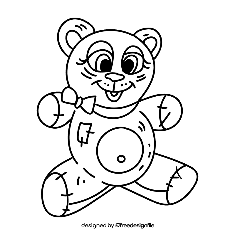 Preschool Teddy bear black and white clipart