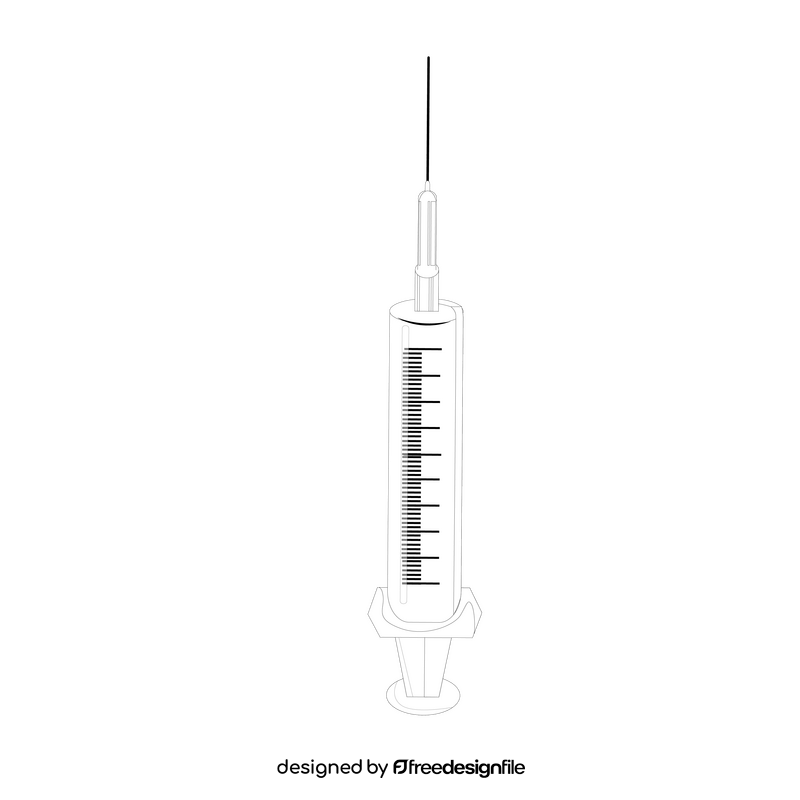 Syringe drawing black and white clipart