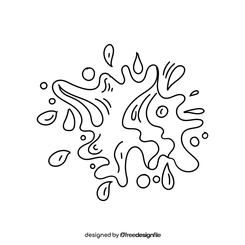 Water splash black and white clipart