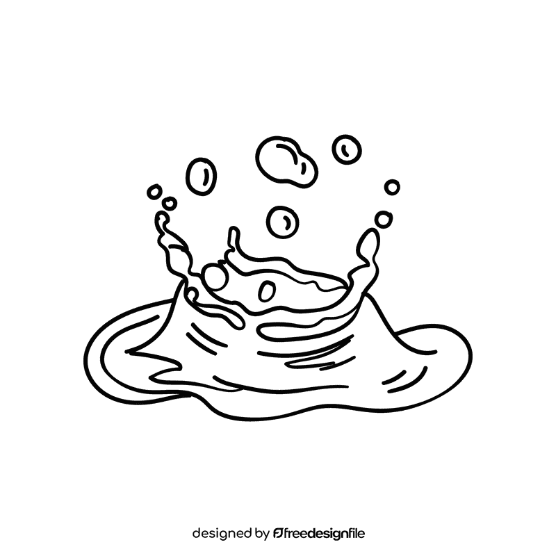 Water splash black and white clipart