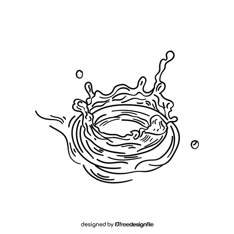 Water splash black and white clipart