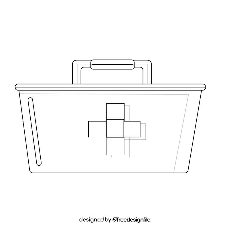 First aid kit drawing black and white clipart