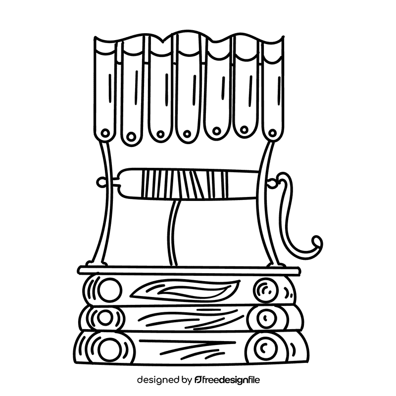 Water well black and white clipart