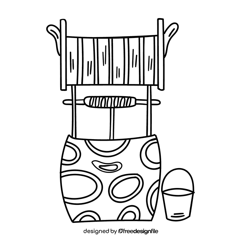 Water well black and white clipart