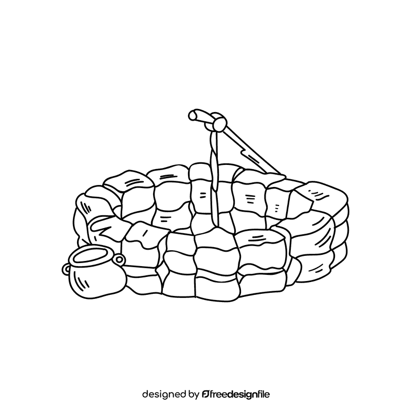 Water well black and white clipart