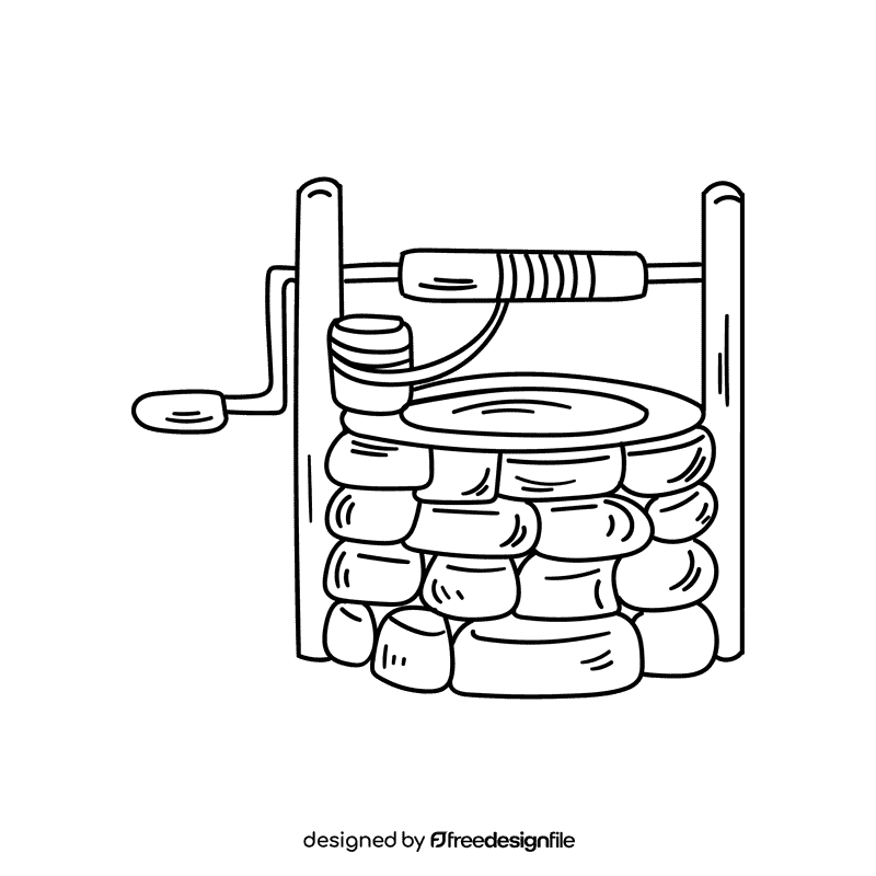 Water well black and white clipart