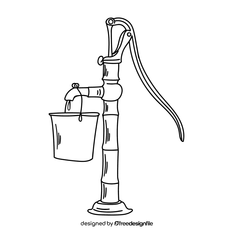 Water well black and white clipart