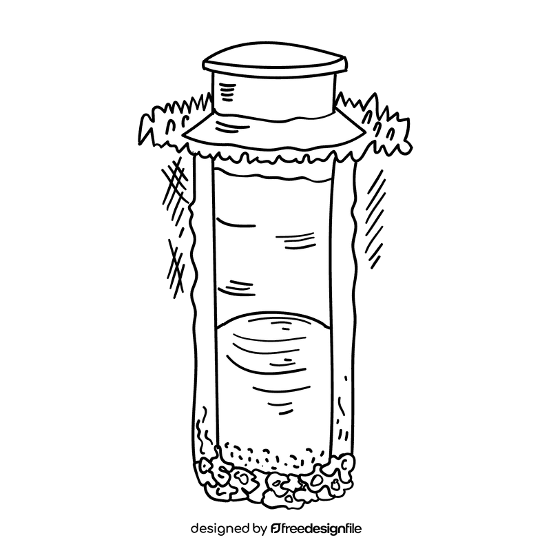 Water well black and white clipart