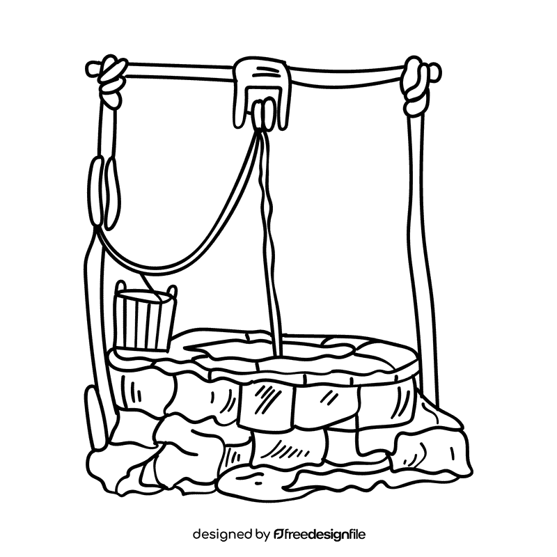 Water well black and white clipart