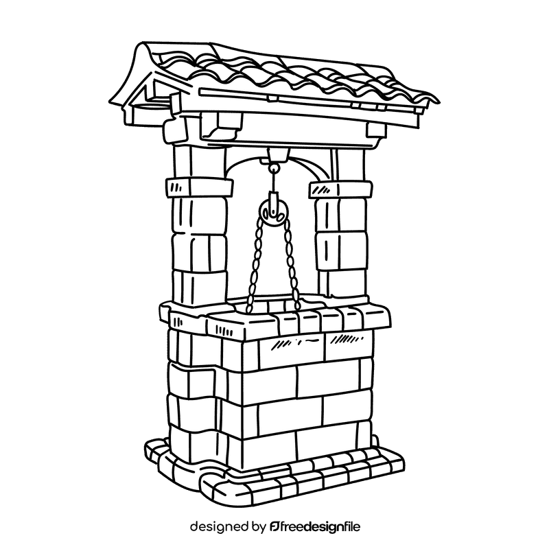 Water well black and white clipart