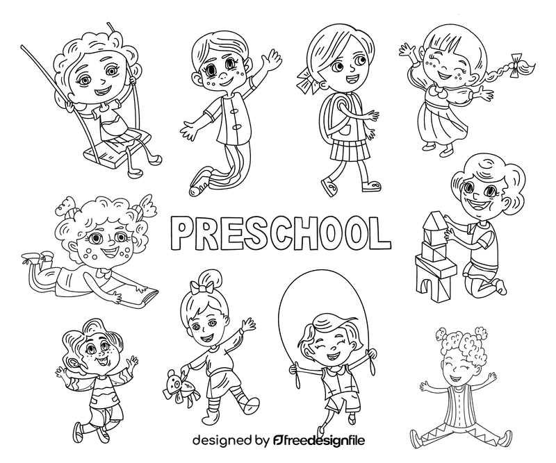 Preschool black and white vector