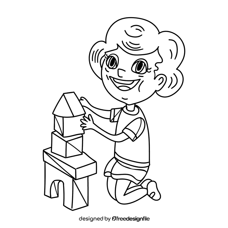 Preschool Boy black and white clipart