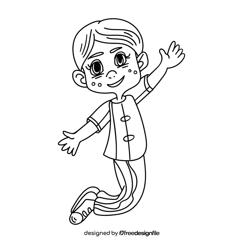 Preschool Boy black and white clipart