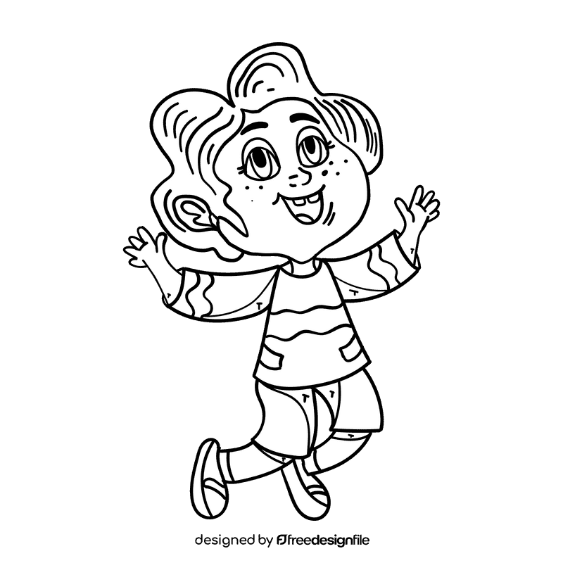 Preschool Boy black and white clipart