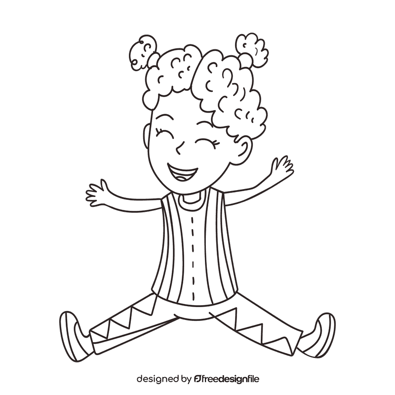 Preschool Girl black and white clipart