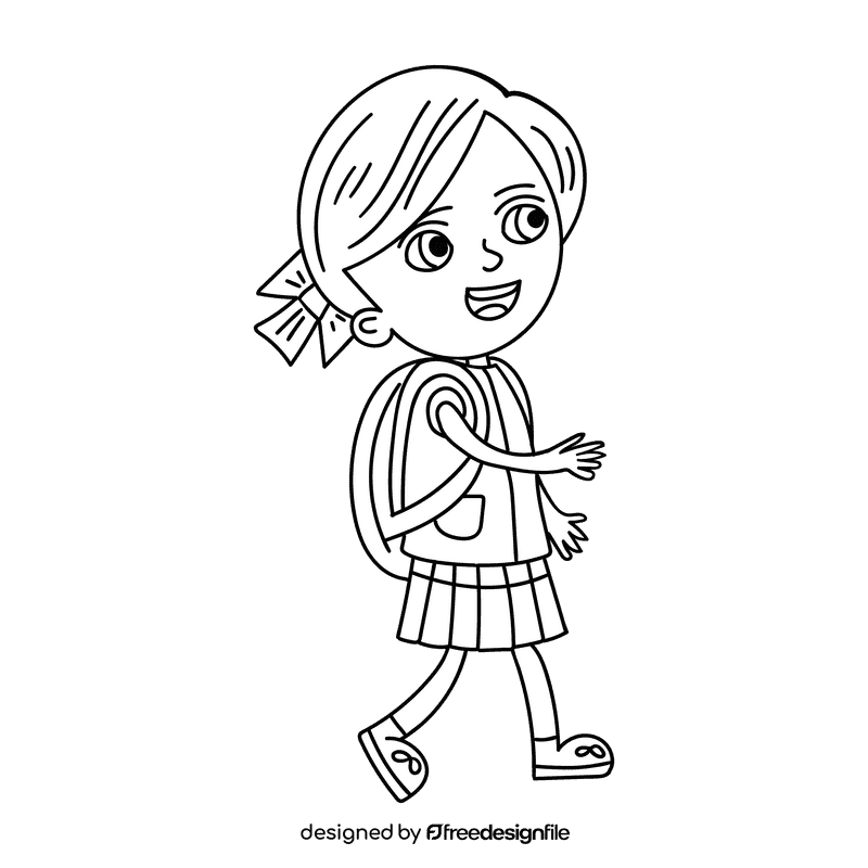 Preschool Girl black and white clipart