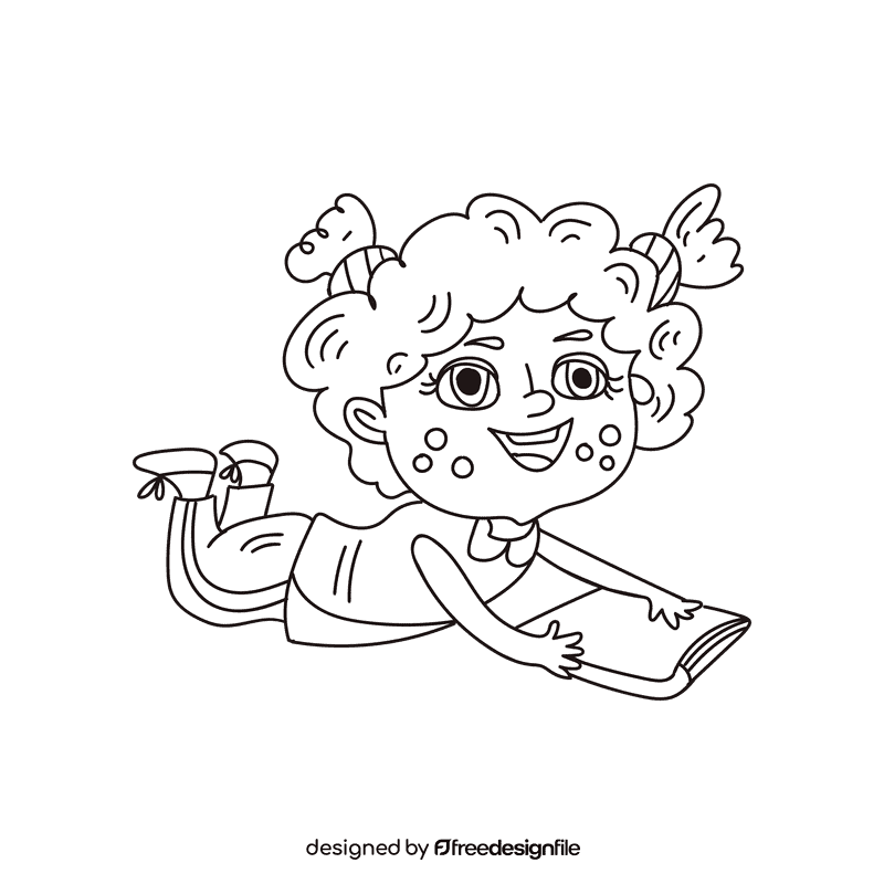 Preschool Girl black and white clipart
