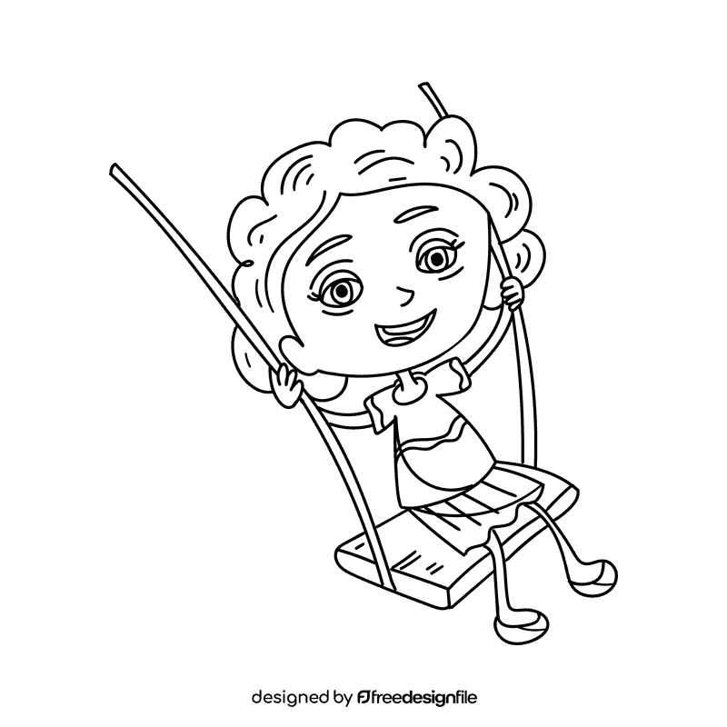 Preschool Girl black and white clipart