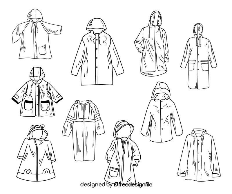 Raincoat black and white vector