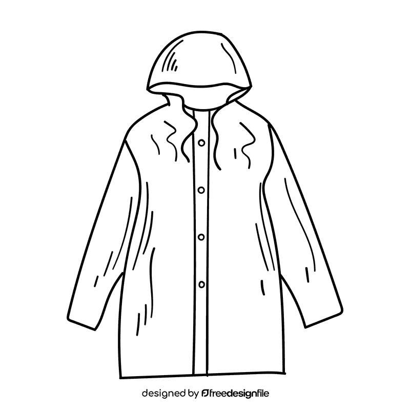 Raincoat black and white clipart