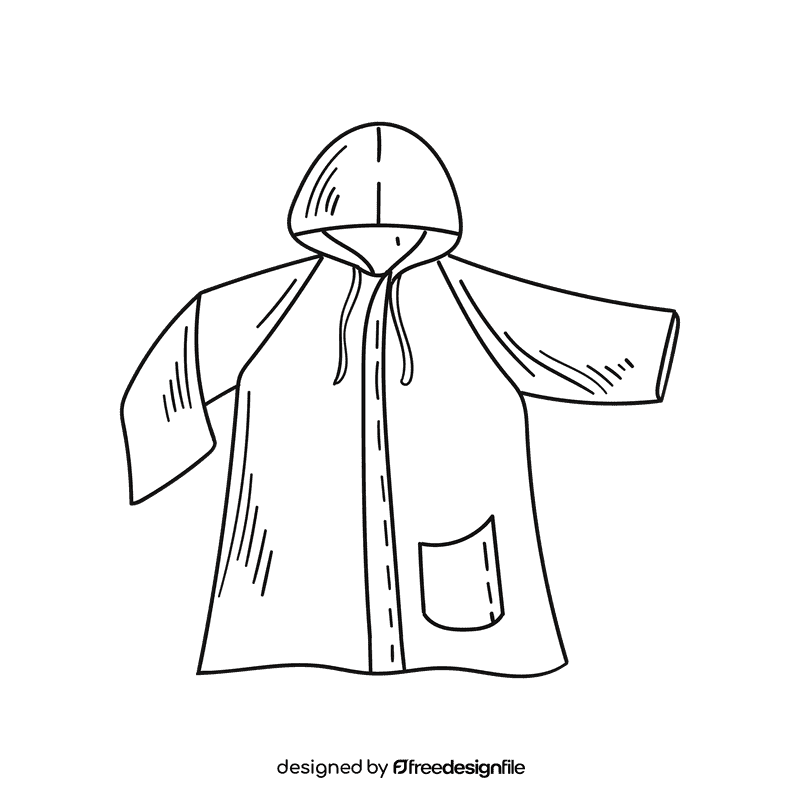 Raincoat black and white clipart