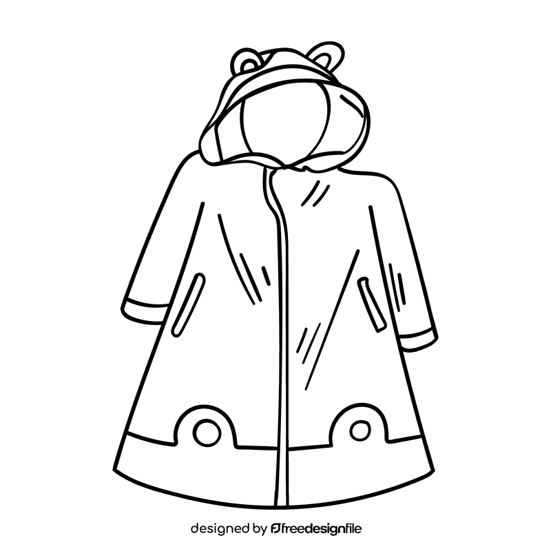 Raincoat black and white clipart