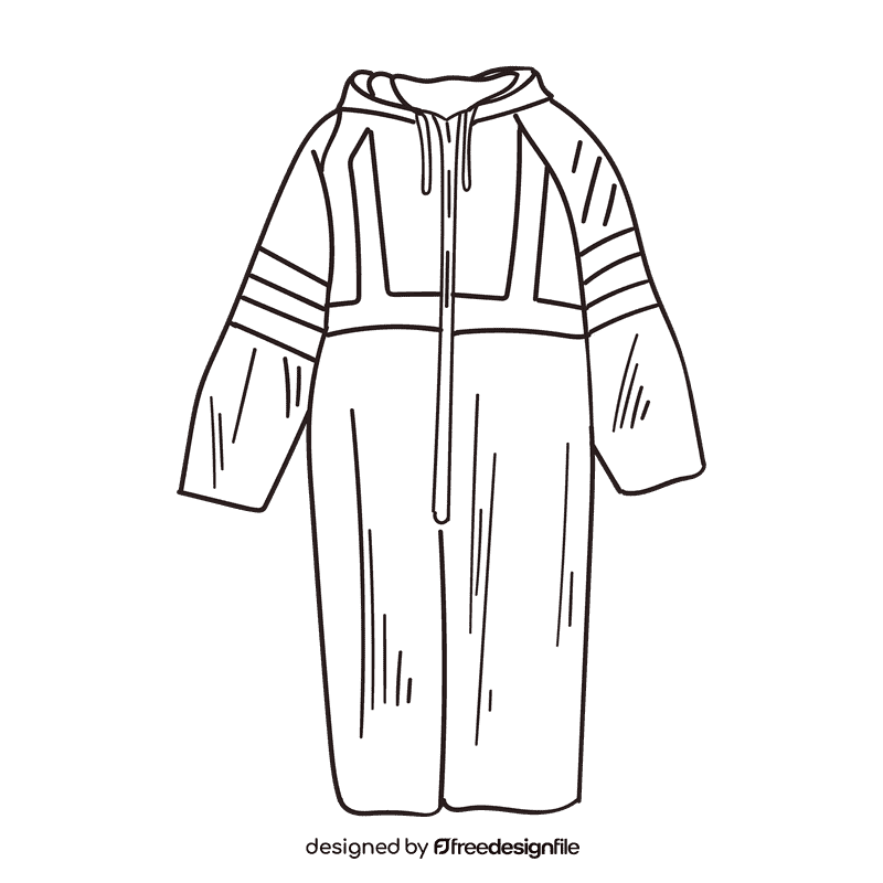 Raincoat black and white clipart