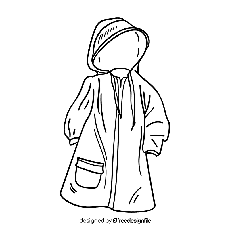 Raincoat black and white clipart