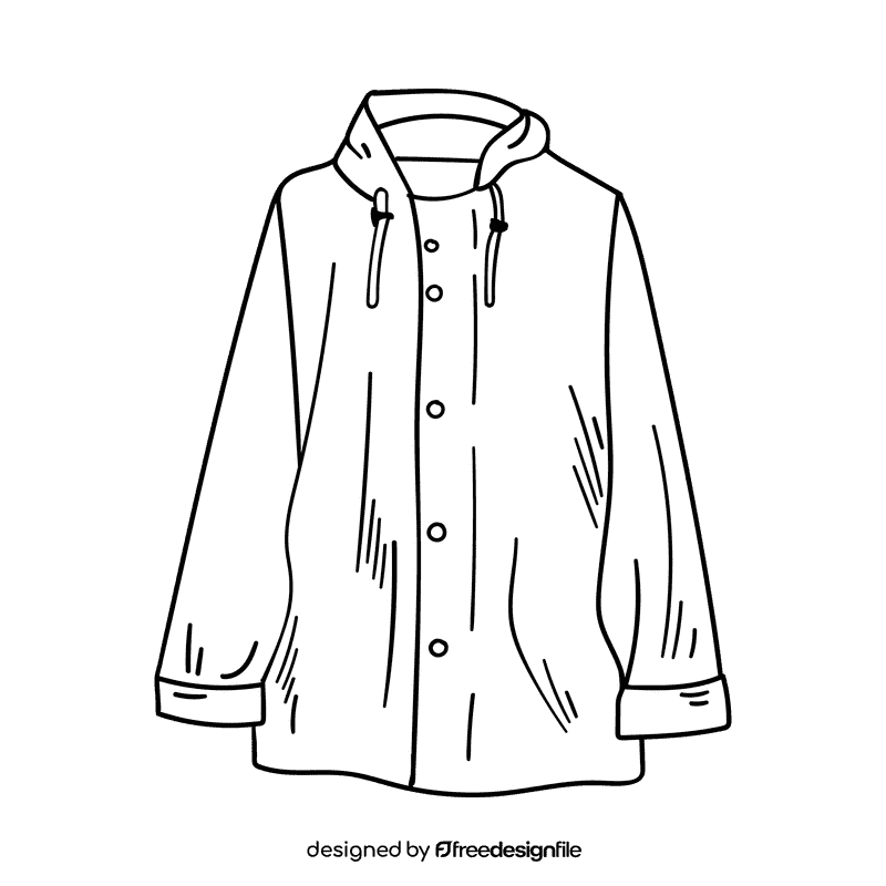 Raincoat black and white clipart