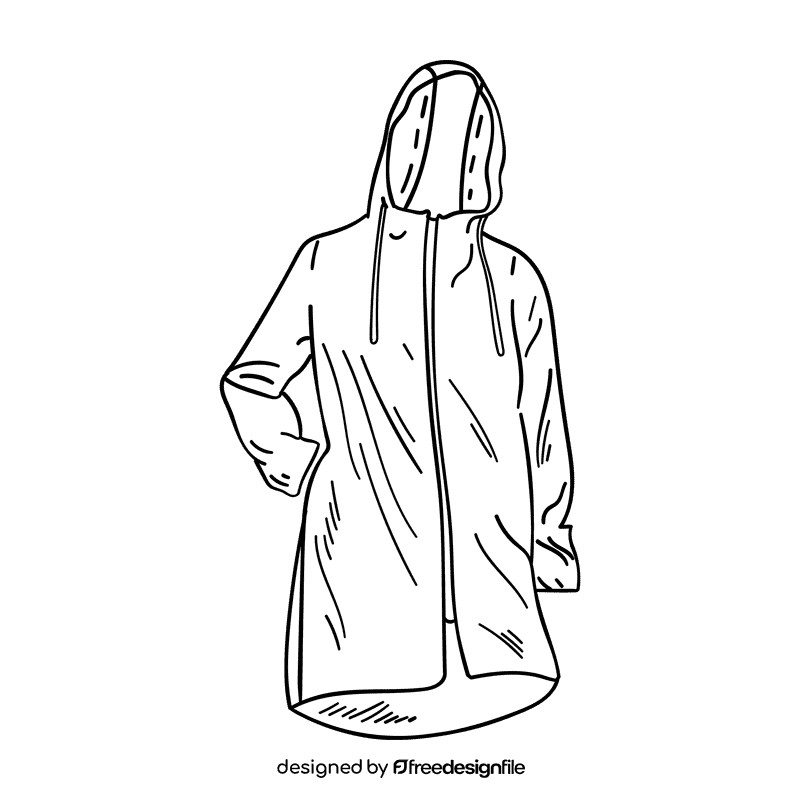 Raincoat black and white clipart