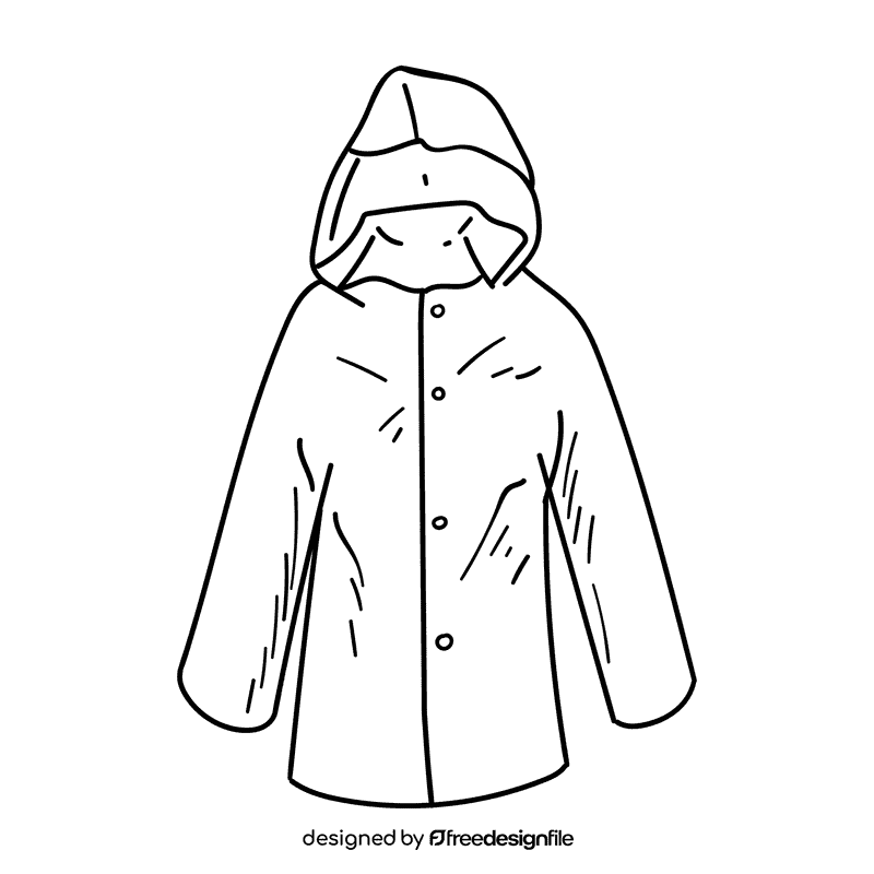Raincoat black and white clipart