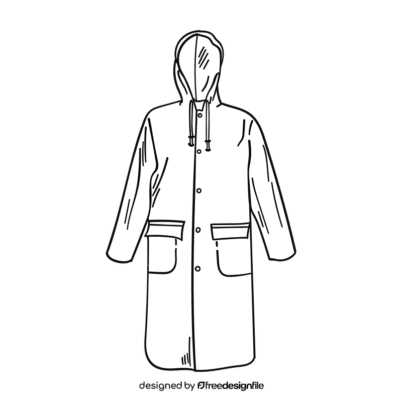 Raincoat black and white clipart