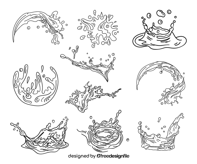 Water splash black and white vector