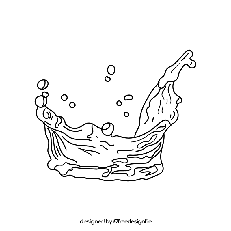 Water splash black and white clipart