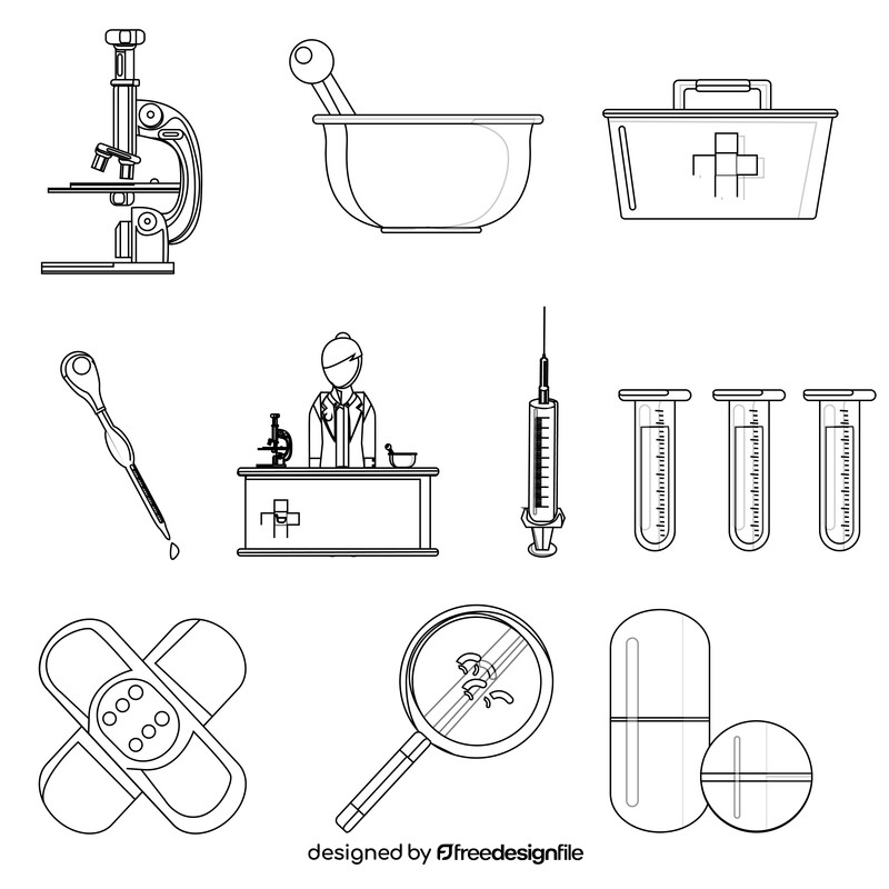 Pharmacist icons set black and white vector