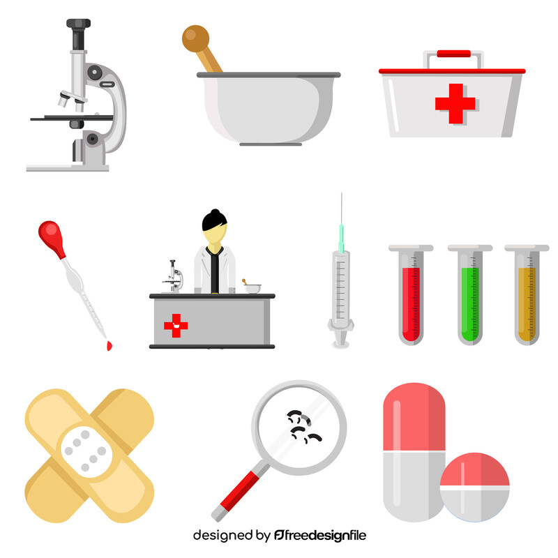 Pharmacist icons set vector