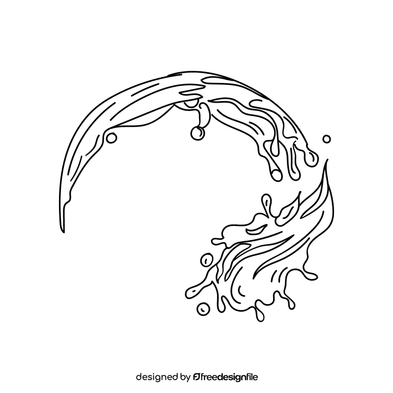 Water splash black and white clipart