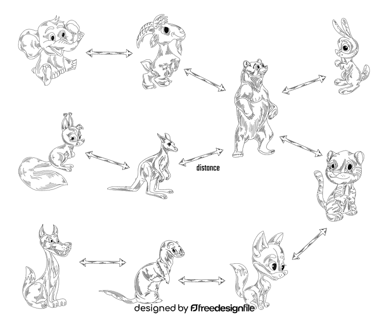 Social distancing black and white vector