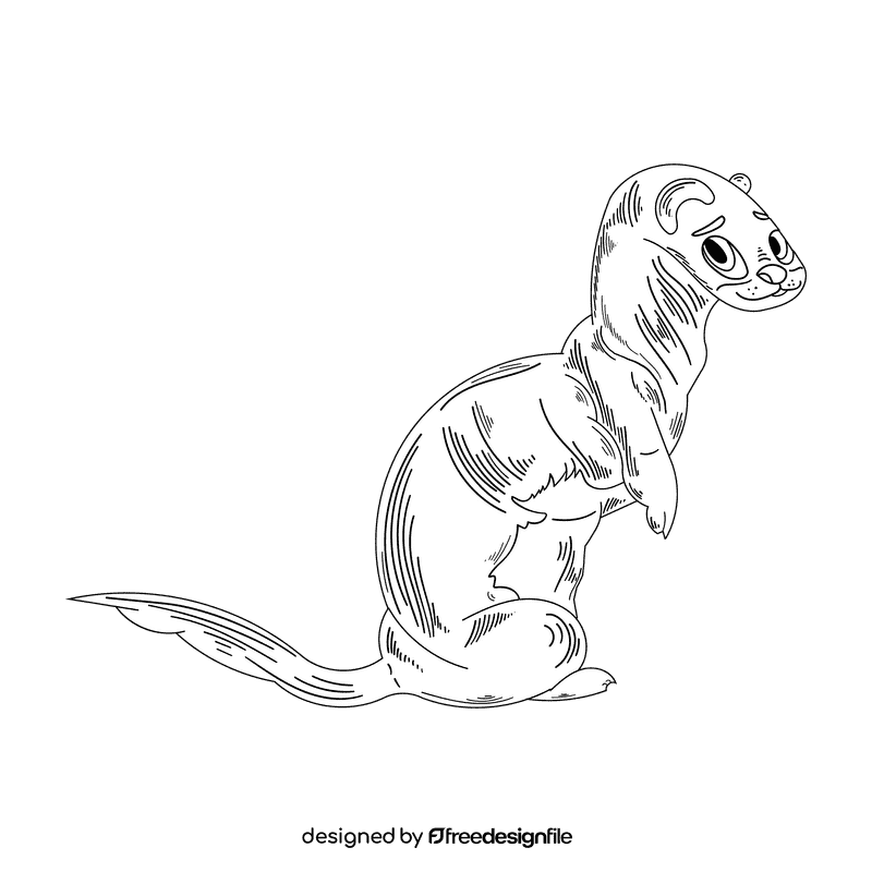 Ferret black and white clipart